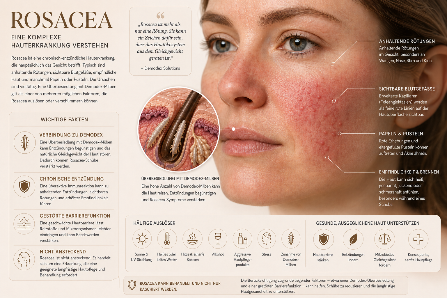 Facial diagram representing Rosacea redness